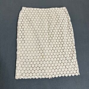 Charter Club Skirt Womens 10P Beige Floral Crochet Pencil Lined Petite Boho